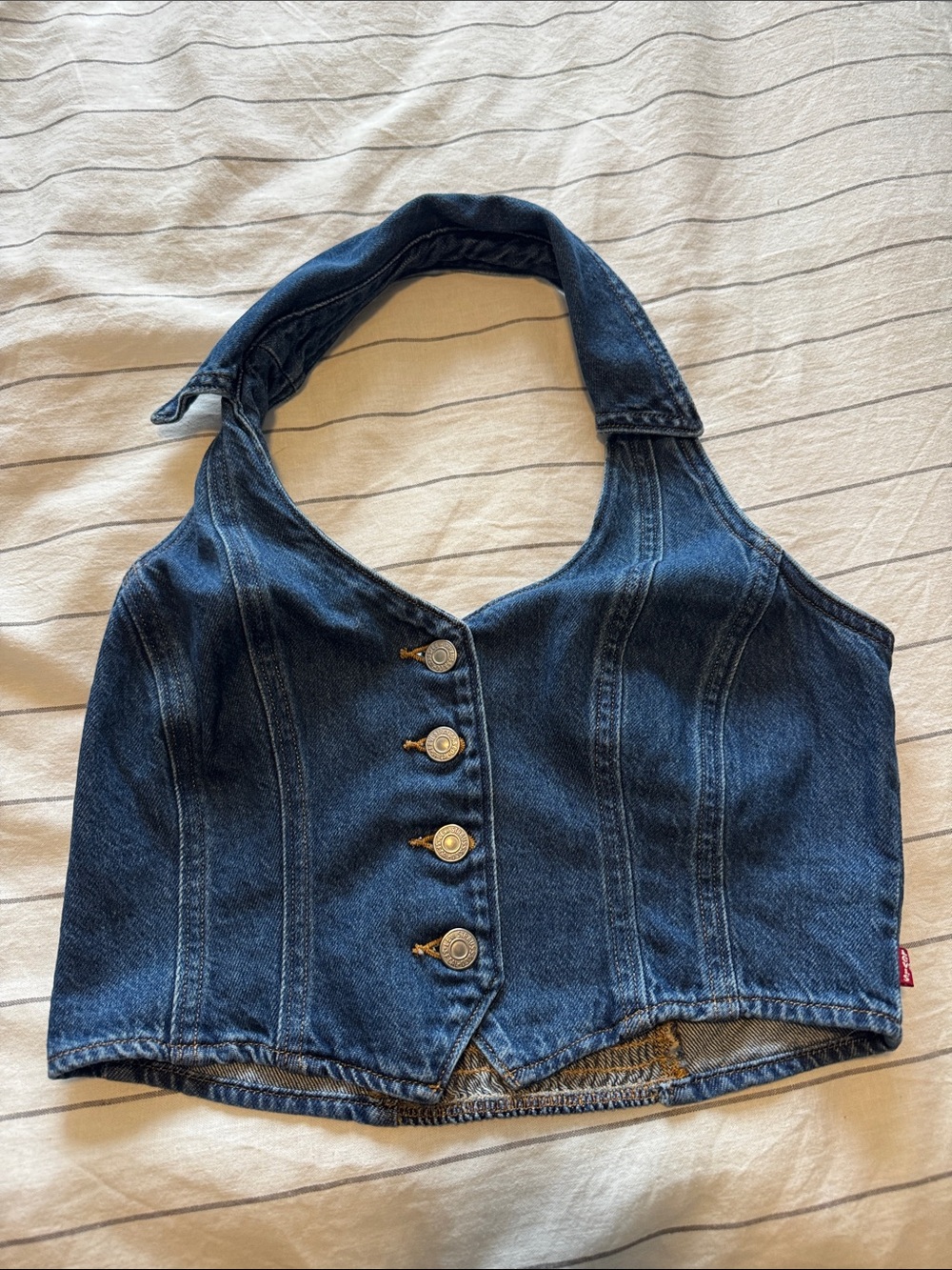Levi's Dark Blue Denim Halter Crop Top